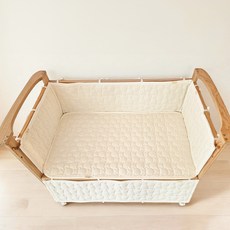 아이레빗 유아용 순면 곰누빔 도톰 양면 침대 패드 고정끈있음, 아이보리