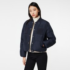 JAJU 女款雲朵填充拼色短版夾克