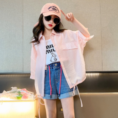 ORANGEDAMOM 女童條紋肩帶夏季襯衫