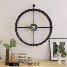 Lebendeco 現代風復古造型金屬靜音掛鐘 L號, 黑色的