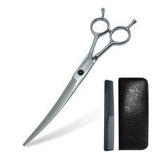 nature pet Momo寵物專用銀色彎曲剪刀組 19*5.5cm, 1組, 黑螺栓