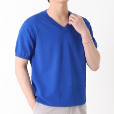 남성용 냉감 통기성 제카 프리미엄 쿨 워셔블 린넨 브이넥 반팔 니트