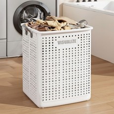 Paradiso 可視化透氣孔可折疊多用途收納洗衣籃 固定型, 白色