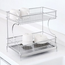 Login Monica 迷你托盤型雙層碗盤瀝水架, 2層, 1個, 銀色