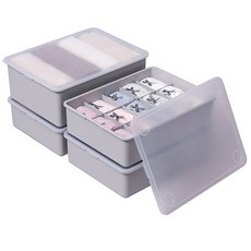Is Living 塑料內衣收納盒套裝帶灰色半透明蓋子 1 格 1p + 10 格 1p + 15 格 2p, 1組