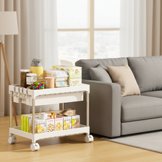 ROI Life 手推車收納架 40 x 22.5 x 28.5 cm, 白色, 2層