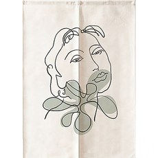 루비코코 라인 추상화 기하학 작은창문형 암막 짧은 원룸 가리개커튼