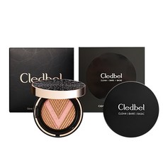 Cledbel 氣墊粉餅 23號 黑色 13g+定妝蜜粉 10g, 1組, 氣墊23號黑色+潔麵粉10g
