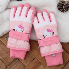 Sanrio Hello Kitty Pekkomi 冬季保暖拇指手套嬰兒兒童兒童女孩嬰兒連指手套加墊防水
