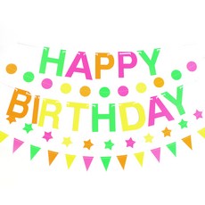 PARTYSHOW 螢光派對拉旗4件組, 混色, 1套