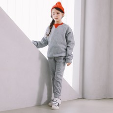 KISPO 兒童Cross基本款刷毛束口褲上下套裝