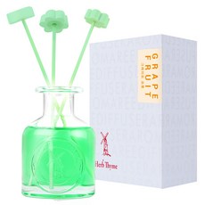 Herb Thyme 室內擴香瓶禮盒組(擴香瓶 130ml+石膏花 4入 隨機出貨+纖維擴香棒 5入), 葡萄, 1組