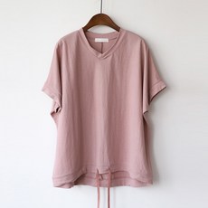 바네사빈 여성용 허리 스트링 브이넥 반팔 티셔츠 v00625