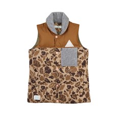 second corner 男款迷彩印花絨毛領超細纖維背心