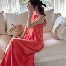 보리맘 보트넥 민소매 끈 나시 A라인 롱 임산부 원피스 G960