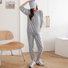 andstyle 女款 Dayday 簡約連帽T恤 + 運動褲套組 263336