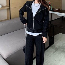 구디프 여성용 이지웨어 후드집업 트레이닝 상하의 세트