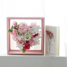 Hudeu愛心玫瑰透明肥皂花零用錢盒包裝, 粉色的