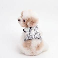 ITS DOG 寵物山茶花粗花呢胸背帶, 黑色