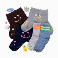 디어삭스 아동용 아서스 중목 양말 5족 세트