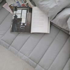 BasicTone 高密度純棉60支加大尺寸鬆緊帶固定床墊, 淺灰色