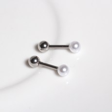 젤루나 여성용 써지컬 심플 기본 베이직 진주 한쪽 바벨 피어싱 4mm P-20 2p