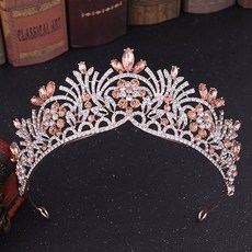 Estella 花卉線條裝飾婚禮頭飾 WT117, 玫瑰金蜜桃色, 1個