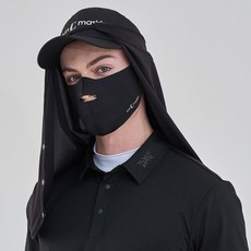 sunmaskin 高級高爾夫運動面罩 掛耳式遮陽罩 + 半罩式套組, 黑色