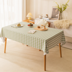 Mamilu 簡約菱格紋防水桌布, 140 x 220 cm, 1個, 淺綠色