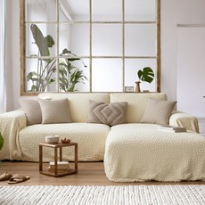 Mont-Noble 高彈力彈性纖維絨球沙發套, 象牙白, 1個