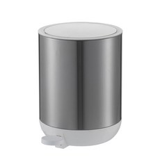 簡約風格不鏽鋼腳踏式垃圾桶 5L, 白色, 1個