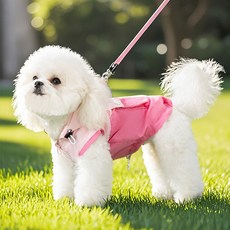 Puppy Dream 狗狗嬉皮撞色抽繩連帽拉鍊外套 10048, 1個, 粉紅色