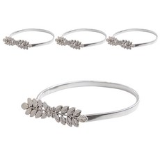 Mabel In Home 豪華葉子造型磁吸窗簾綁帶扣, 銀色, 4個