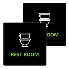 Garden in the City 壓克力廁所標示牌 13cm x 13cm x T 3mm, 2個, 黑色(B-37)