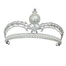 LUNA GLAM 大珍珠造型珠寶自助婚紗皇冠 WC812, 銀色, 1個