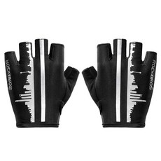 ROCKBROS 洛克兄弟 防震墊網眼自行車半指手套 雙手穿戴 S252, 黑色