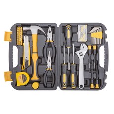 HANDY MAN 家用工具 43件組, 1組, 捲尺 + 纖維錘 + 橡膠錘兩用蓋 + 美工刀 + 六角板手 + 活動板手 + 鯉魚鉗 + 尖嘴鉗 + 螺絲刀 + 精密螺絲刀 + 起子頭手柄 + 起子頭 + 六角板手 + 釘子盒