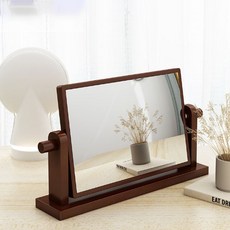 北歐風桌面實木方角可調鏡面水平, 棕色的