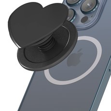 고부기 맥세이프 호환 핑거 그립 스마트 홀더 마그네틱 거치대, 블랙(하트), 1개