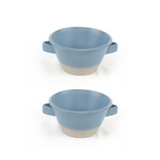 O 椅子奶油色柔和手柄圓形甜點球 2 件套, 藍色, 1套