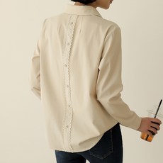 BBAEBBAE 女款後背蕾絲鈕扣罩衫