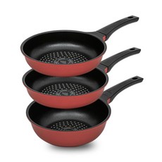 Kitchen-Art IH電磁爐適用Matt鍋具3件組, 紅色, 平底鍋 20cm 2入+炒鍋 20cm, 1組