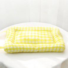 PASTEL PET 寵物手提格紋坐墊, 黃色, 1個
