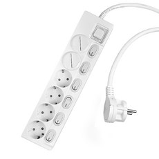 One Stop Zero Gap個別開關超薄扁型延長線 6孔 16A+保護蓋 2入組, 1套, 白色, 1m