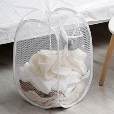 리빙고메 접이식 메쉬 빨래 바구니, 화이트