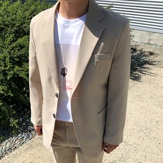 MEOSIDDA 男款素色雙扣西裝外套