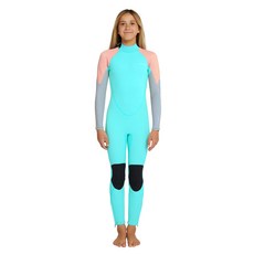 O'NEILL 女童 Reactor 2 背後拉鍊全身 3/2mm 防寒衣 5044GOA2, 水藍色 + 迷霧色 + 粉紅色(8G42)