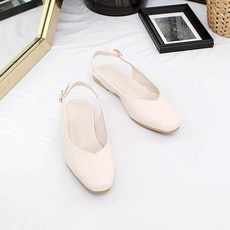 어바웃슈 카리나 스퀘어토 슬링백 플랫 1cm