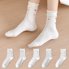 시너싹스 여성용 소프트 프릴 레이스 시스루 삭스 5켤레 세트