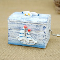 地中海系列音樂盒遊艇, 白+藍